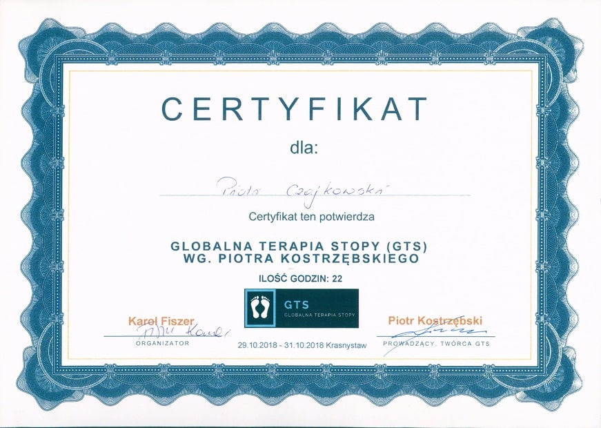 O Piotrze 10 certyf globalna terapia stopy