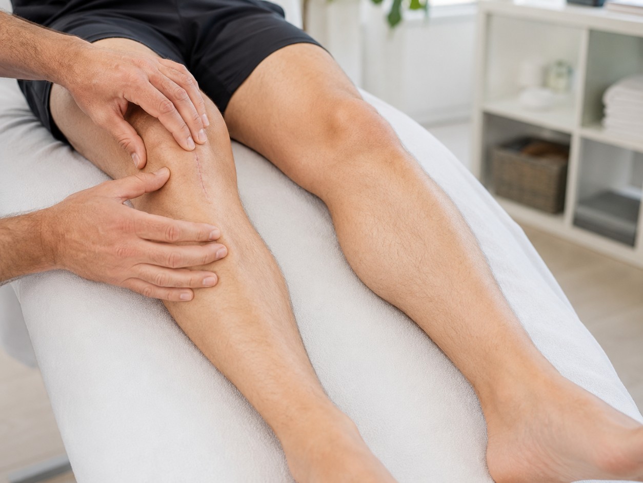 Terapia blizn Kielce - manualne leczenie oraz igłoterapia 1 Terapia blizn Kielce - manualna mobilizacja blizny pooperacyjnej na kolanie
